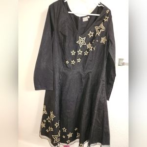 eShakti Black Dress with Gold Star Accents